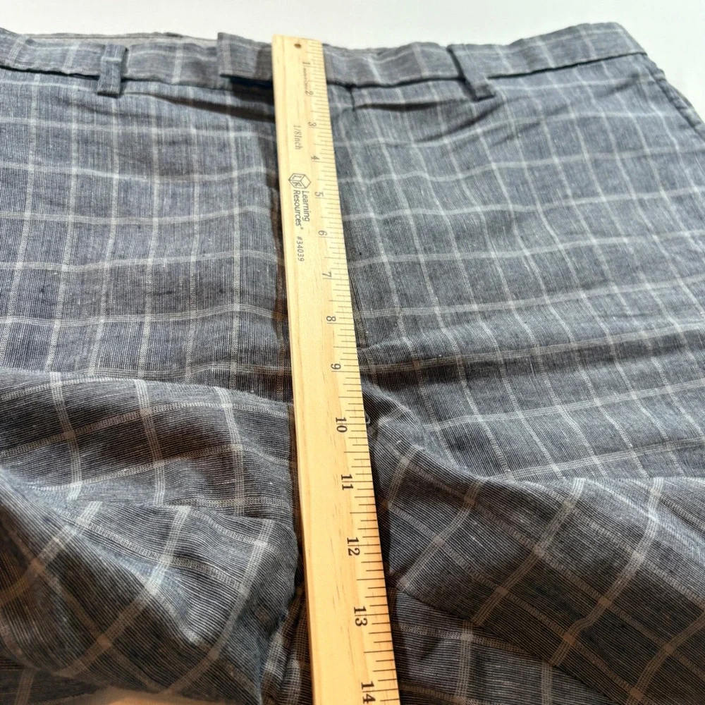 Banana Republic Plaid Dress Pants Mens 38x34 Slim Fit Grey Linen Blend Trousers